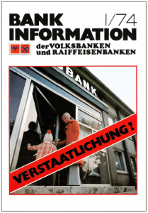 Das Cover der ersten Ausgabe der BankInformation im Januar 1974